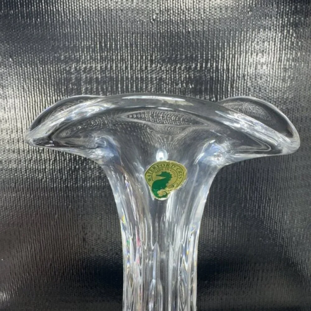 Vintage Waterford Clear Crystal Glass Vase Vessel 9inch Tall Ballet With Sticker